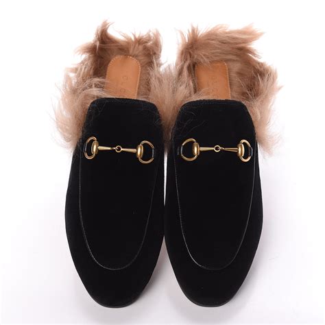 gucci fur slides velvet